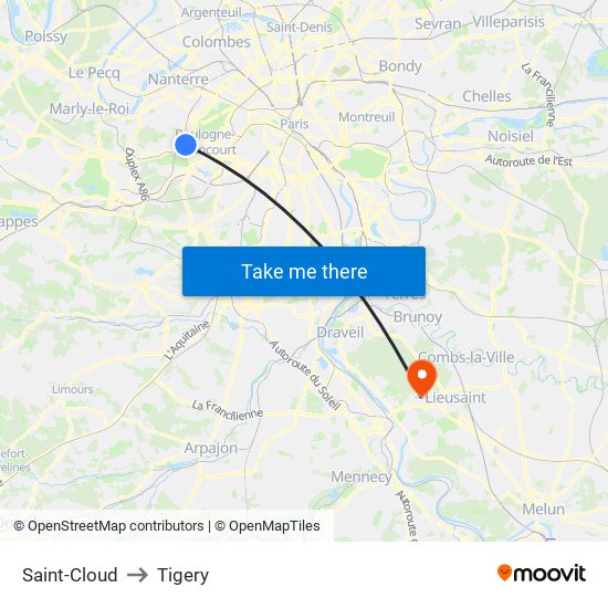 Saint-Cloud to Tigery map