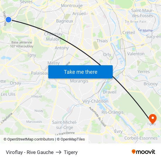 Viroflay - Rive Gauche to Tigery map