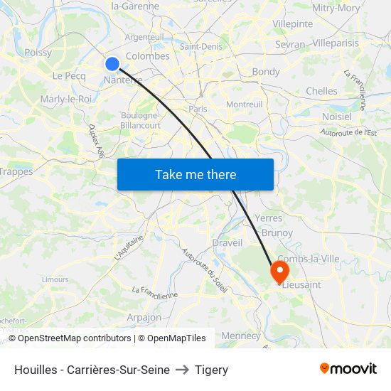 Houilles - Carrières-Sur-Seine to Tigery map