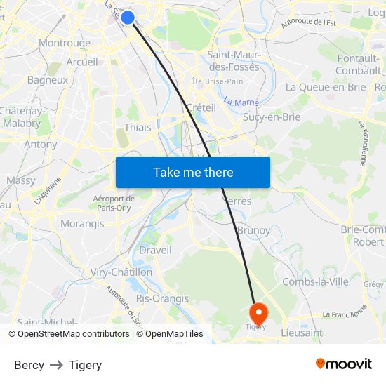 Bercy to Tigery map