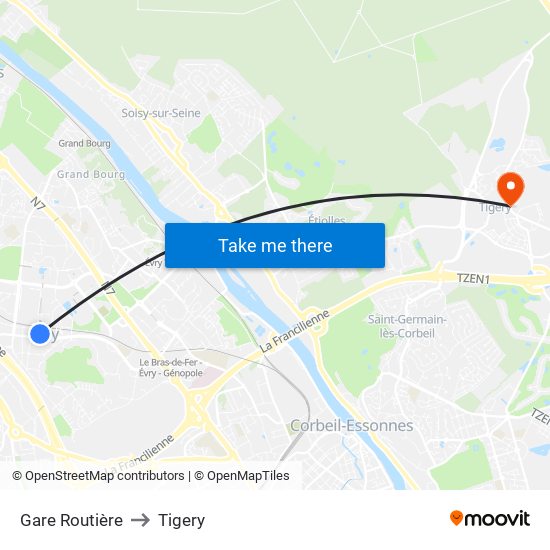 Gare Routière to Tigery map