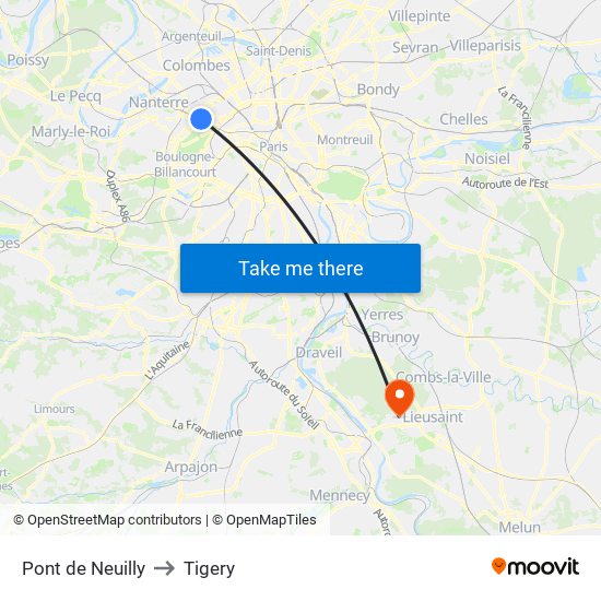 Pont de Neuilly to Tigery map