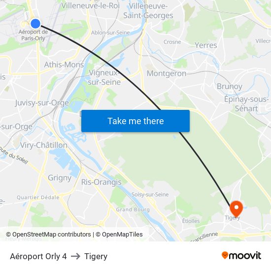 Aéroport Orly 4 to Tigery map