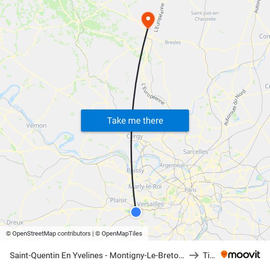 Saint-Quentin En Yvelines - Montigny-Le-Bretonneux to Tille map