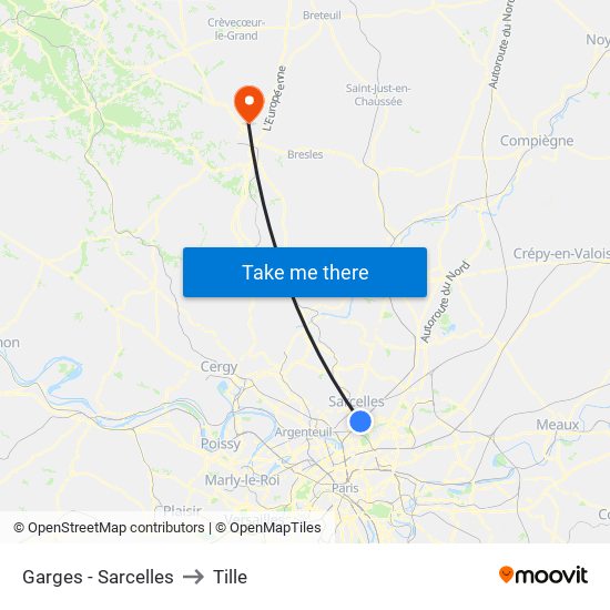 Garges - Sarcelles to Tille map