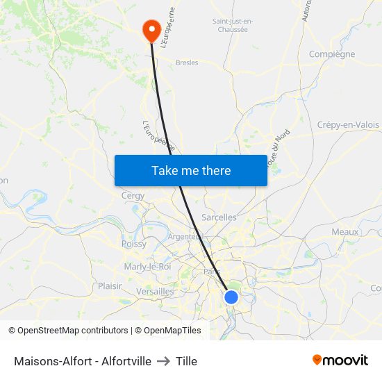 Maisons-Alfort - Alfortville to Tille map