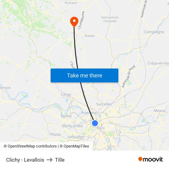 Clichy - Levallois to Tille map
