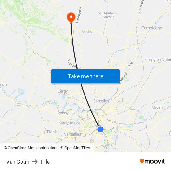Van Gogh to Tille map