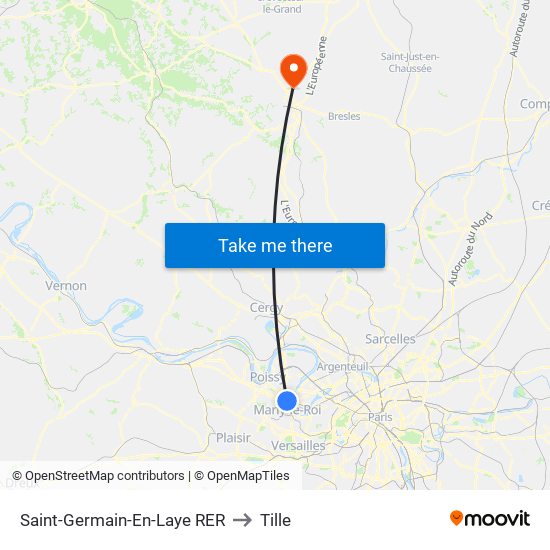 Saint-Germain-En-Laye RER to Tille map