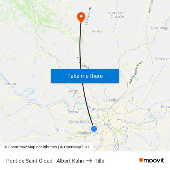 Pont de Saint-Cloud - Albert Kahn to Tille map
