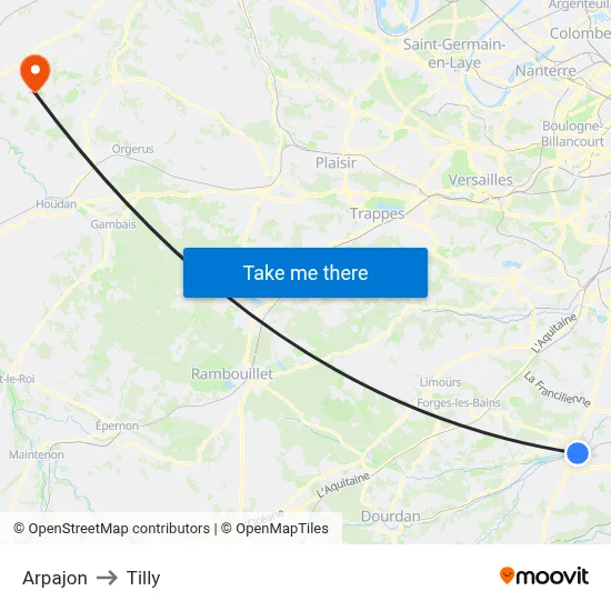 Arpajon to Tilly map