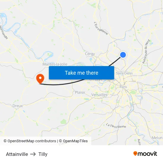 Attainville to Tilly map