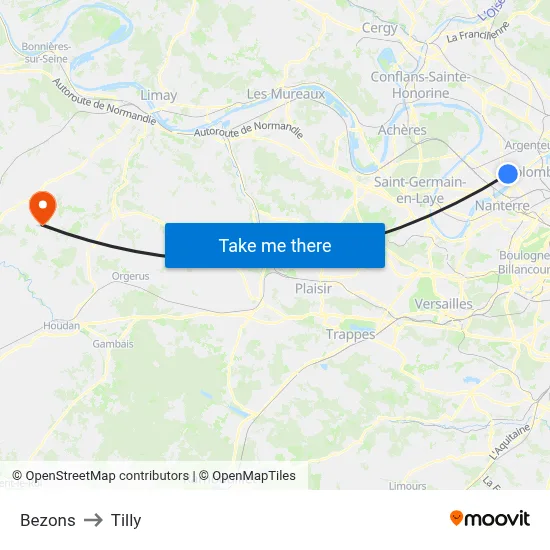 Bezons to Tilly map