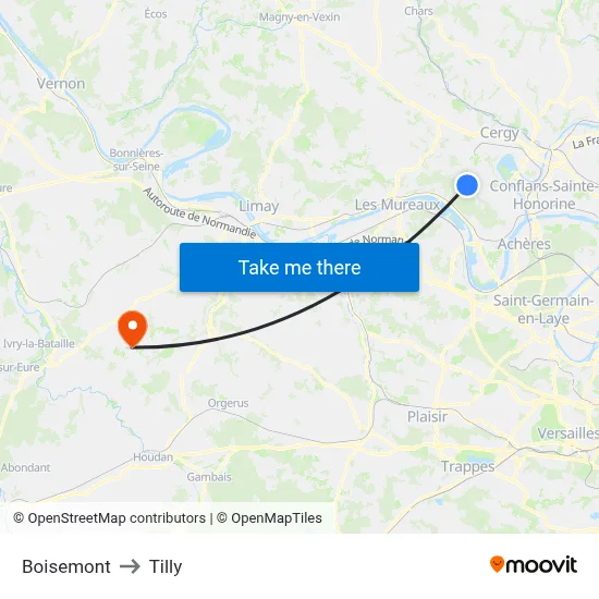 Boisemont to Tilly map
