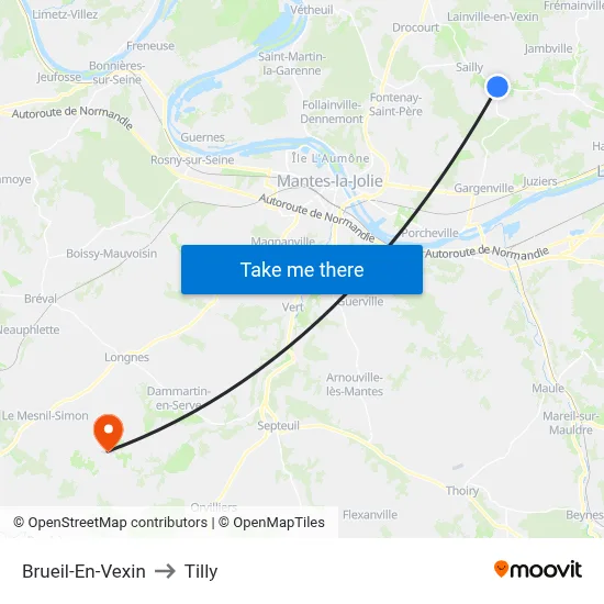 Brueil-En-Vexin to Tilly map