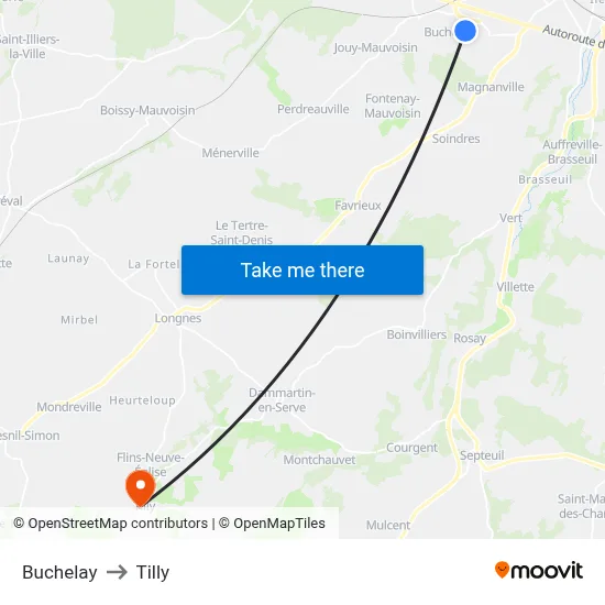 Buchelay to Tilly map