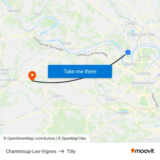 Chanteloup-Les-Vignes to Tilly map
