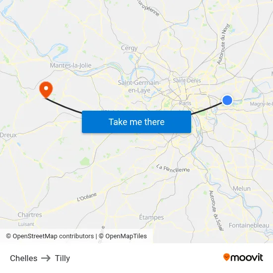 Chelles to Tilly map
