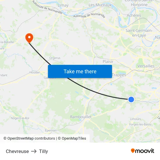 Chevreuse to Tilly map
