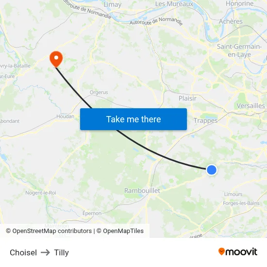 Choisel to Tilly map