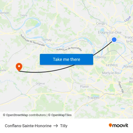 Conflans-Sainte-Honorine to Tilly map