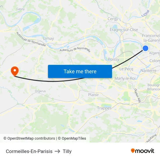 Cormeilles-En-Parisis to Tilly map
