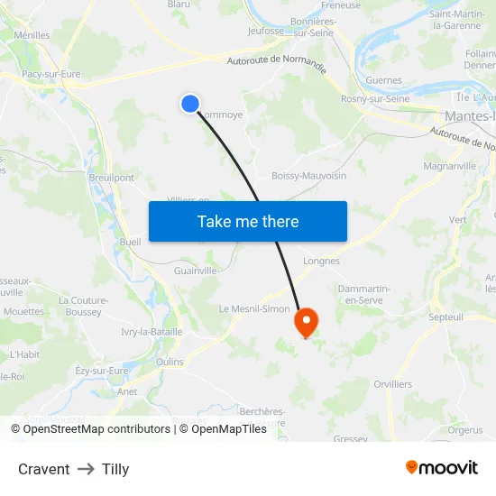Cravent to Tilly map