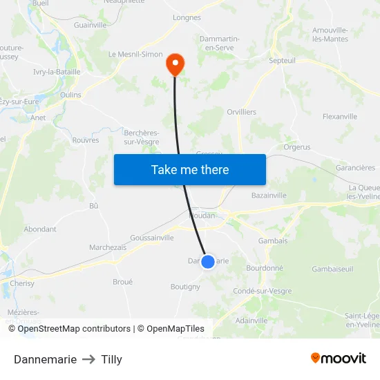 Dannemarie to Tilly map