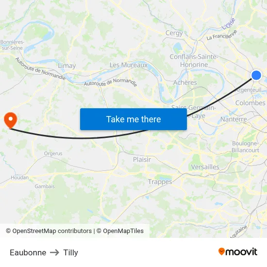 Eaubonne to Tilly map