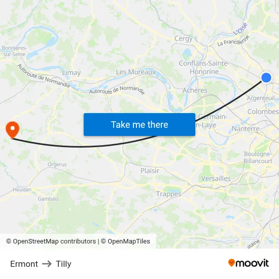 Ermont to Tilly map