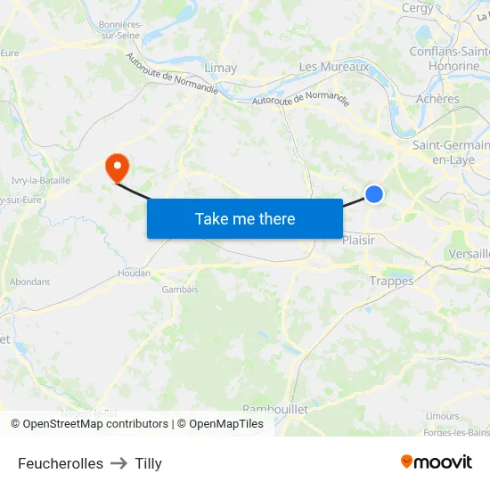 Feucherolles to Tilly map