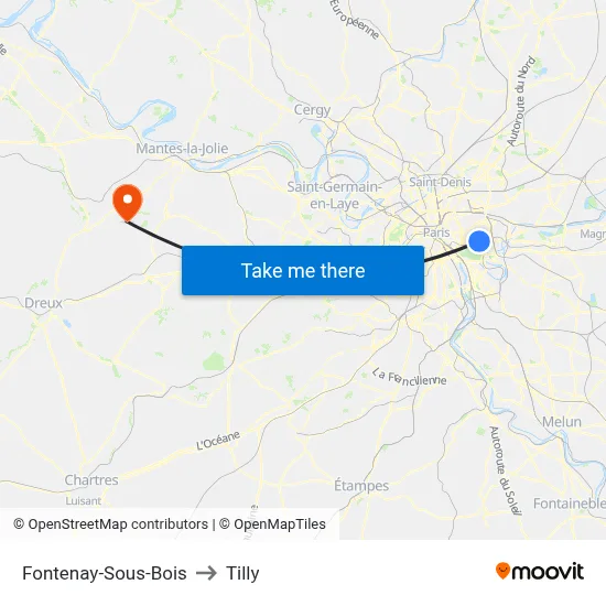 Fontenay-Sous-Bois to Tilly map