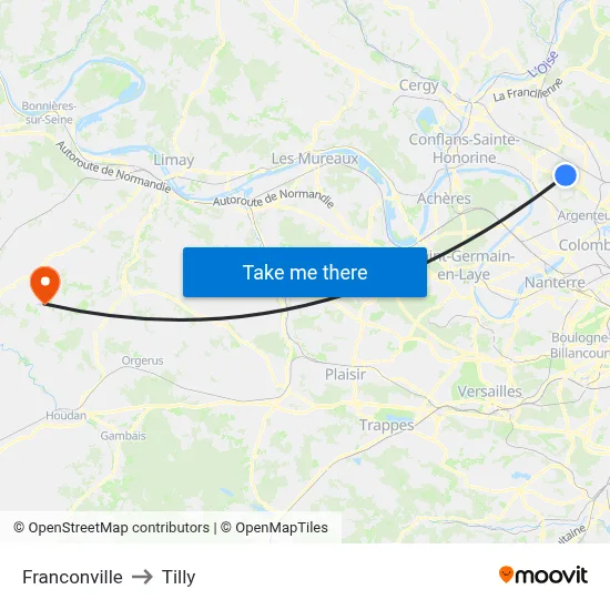 Franconville to Tilly map