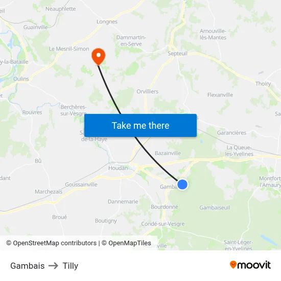 Gambais to Tilly map
