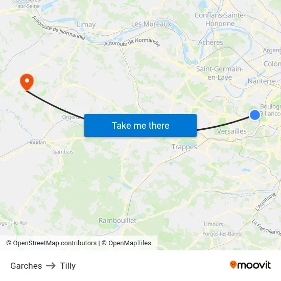Garches to Tilly map
