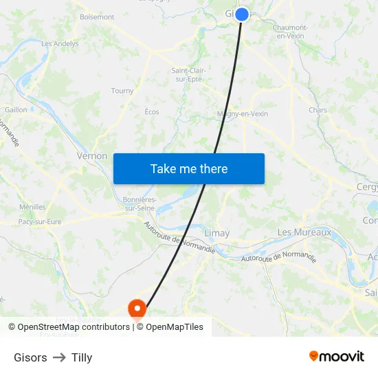 Gisors to Tilly map
