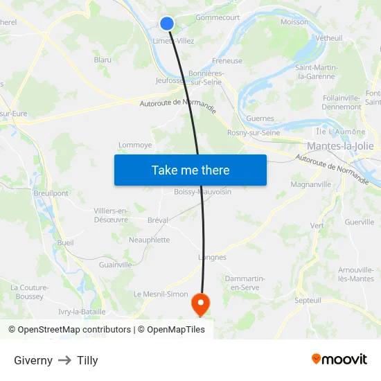 Giverny to Tilly map