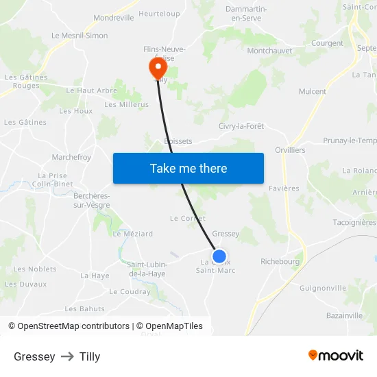 Gressey to Tilly map