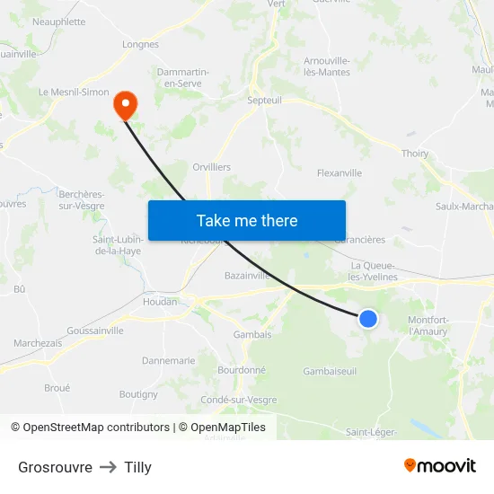 Grosrouvre to Tilly map