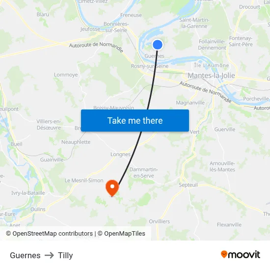 Guernes to Tilly map