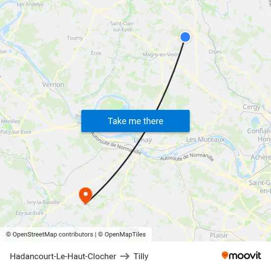 Hadancourt-Le-Haut-Clocher to Tilly map