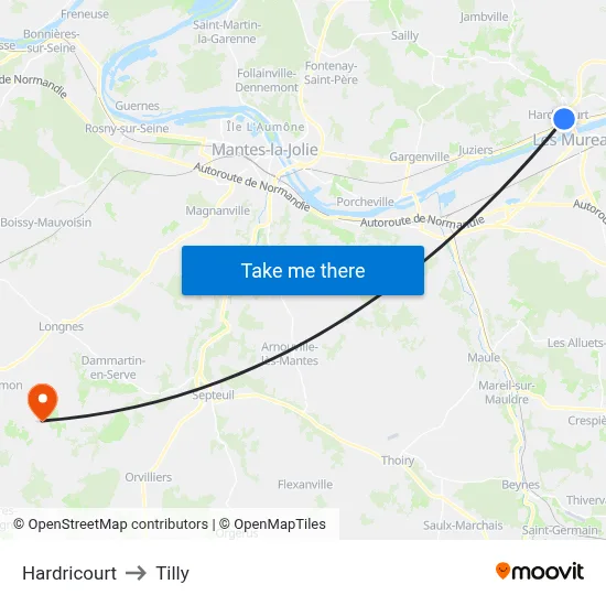 Hardricourt to Tilly map