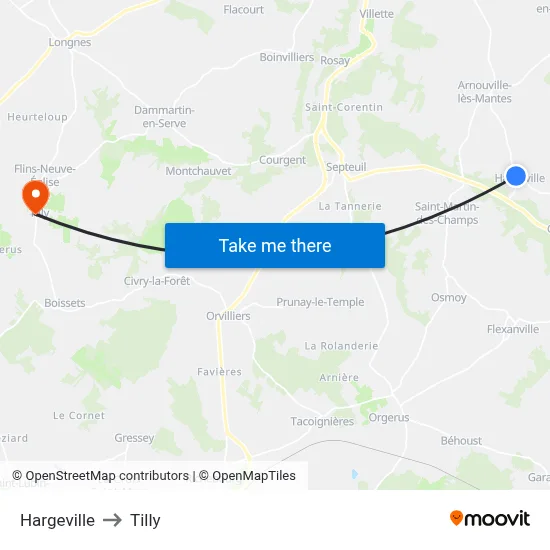 Hargeville to Tilly map