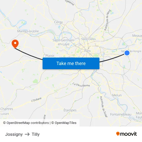 Jossigny to Tilly map