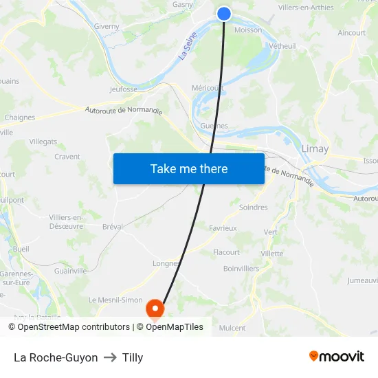 La Roche-Guyon to Tilly map