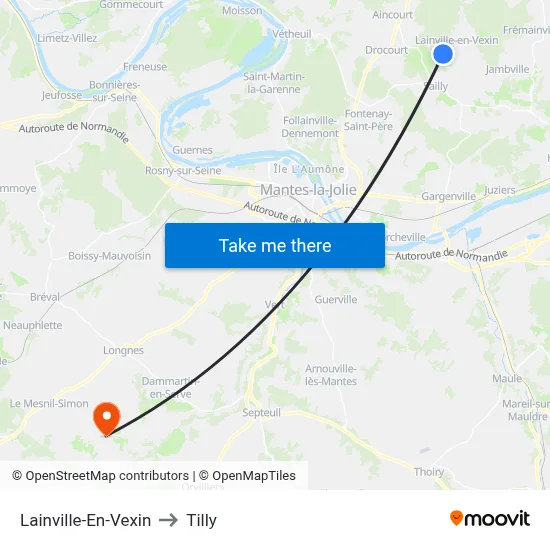 Lainville-En-Vexin to Tilly map