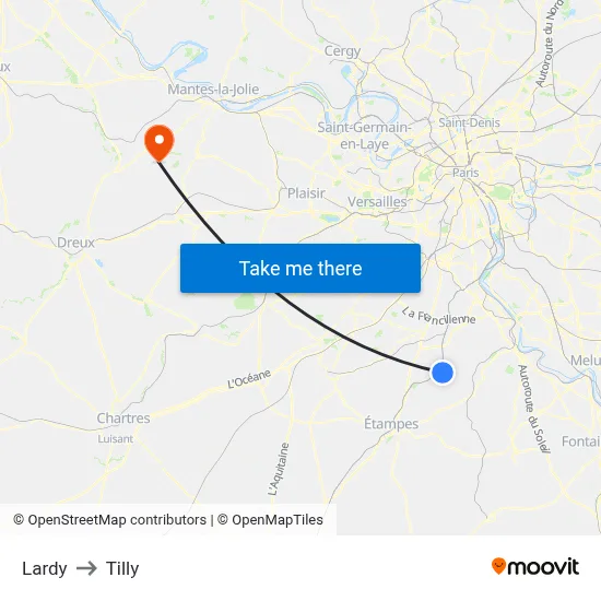 Lardy to Tilly map