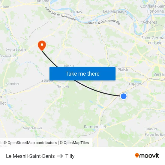 Le Mesnil-Saint-Denis to Tilly map