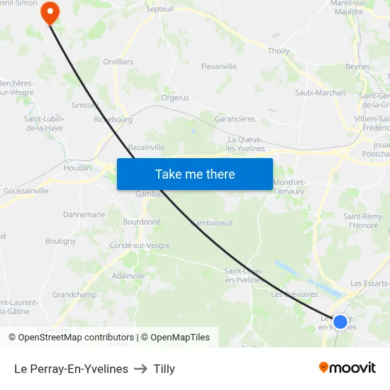 Le Perray-En-Yvelines to Tilly map