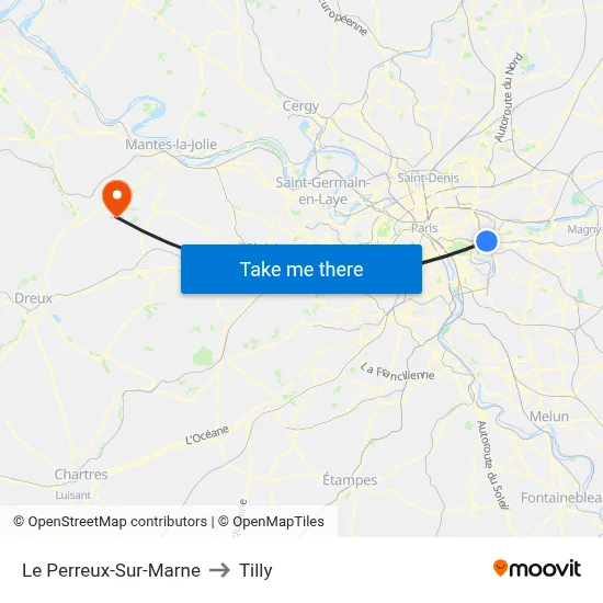 Le Perreux-Sur-Marne to Tilly map
